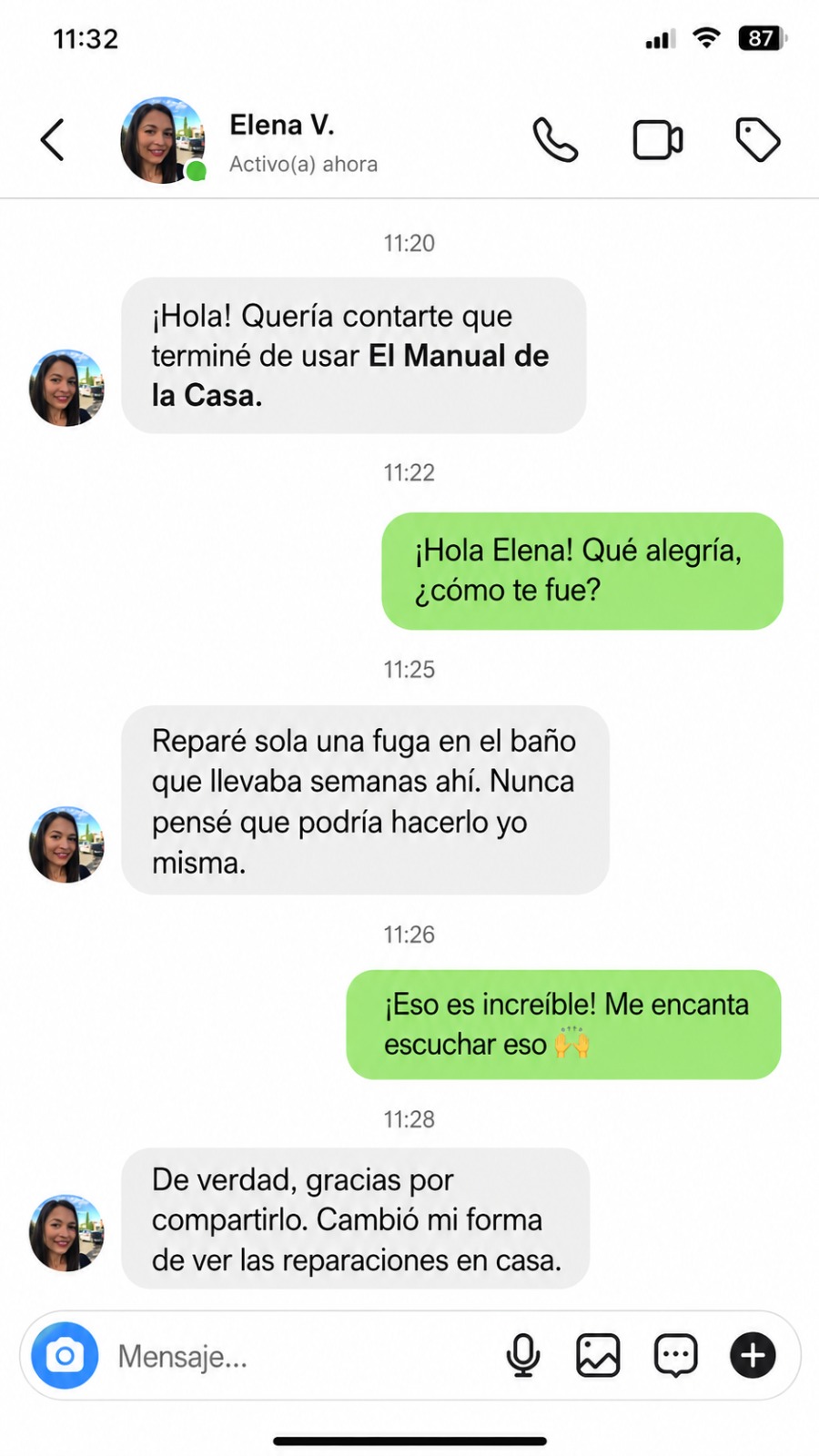Captura de conversación de un cliente 1