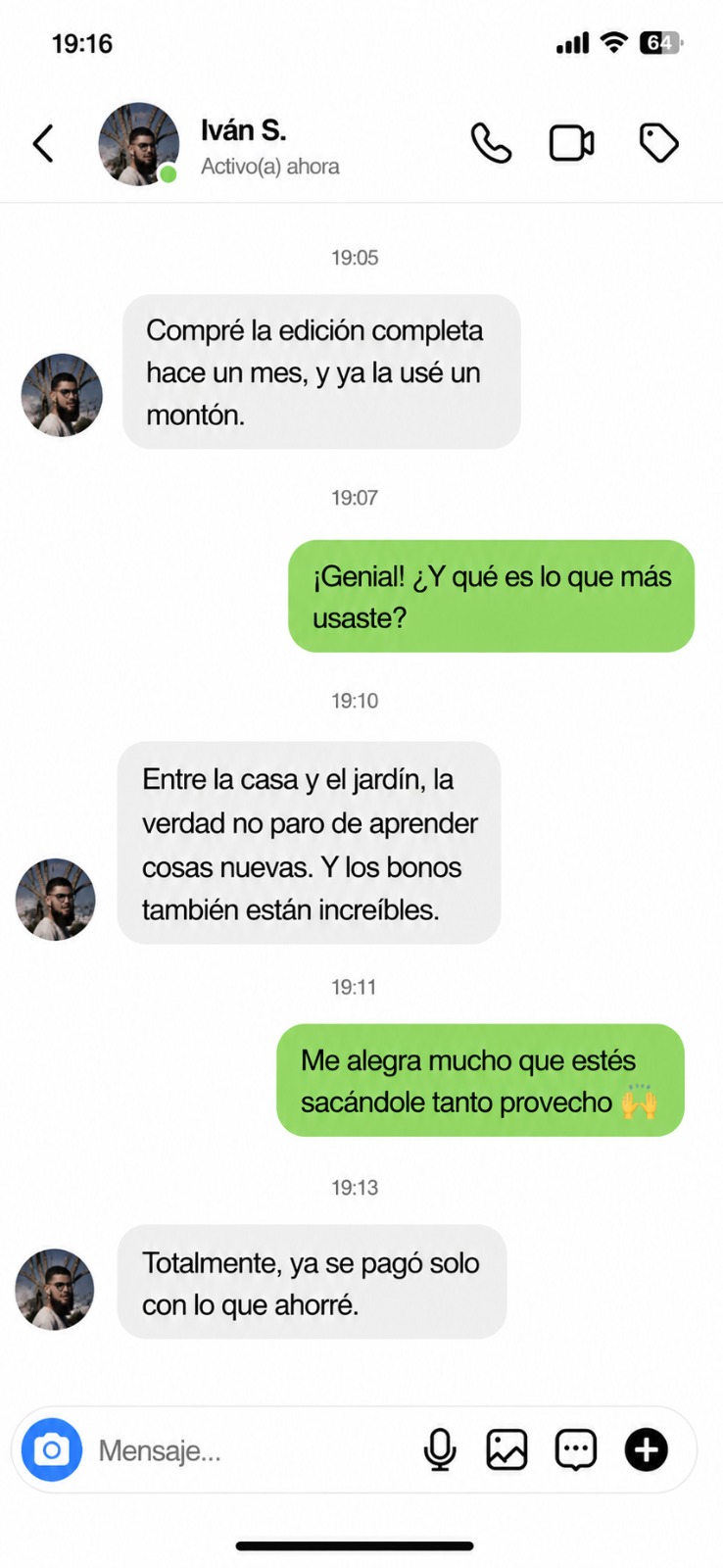 Captura de conversación de un cliente 6