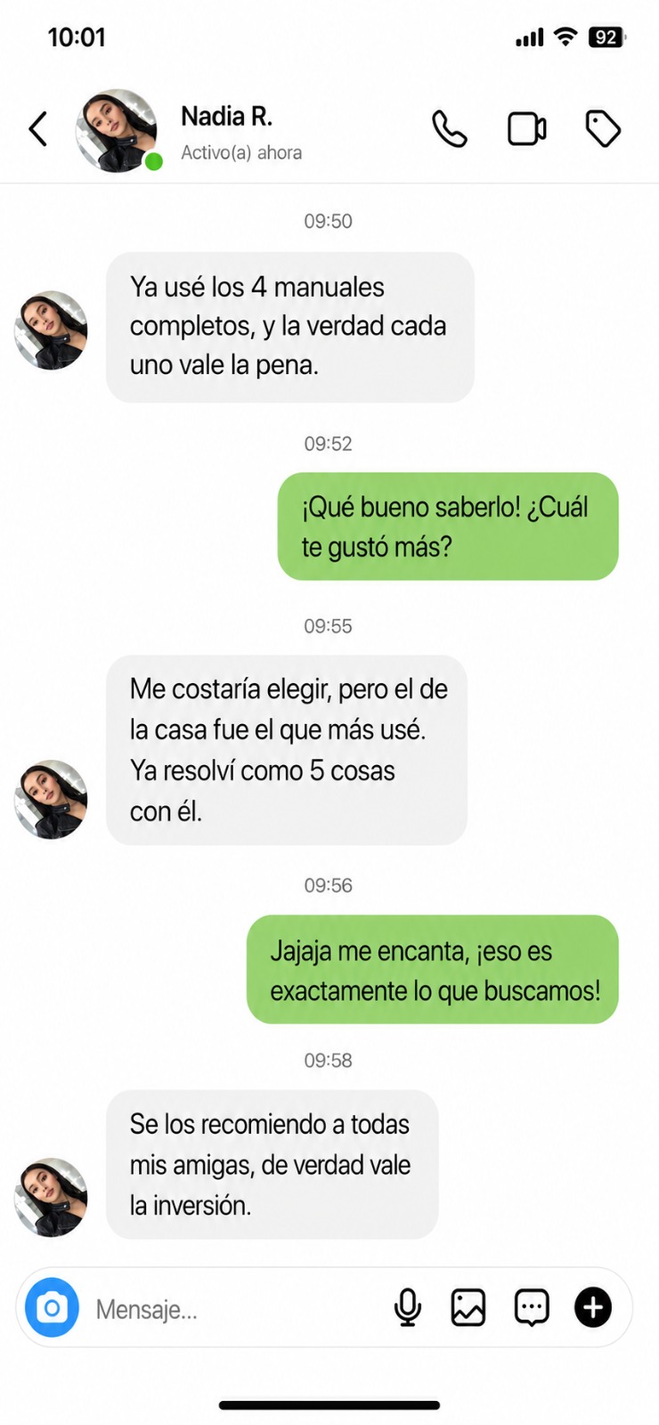 Captura de conversación de un cliente 5