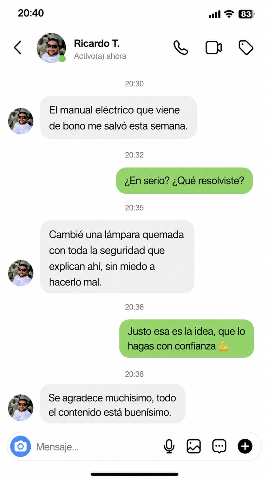 Captura de conversación de un cliente 4